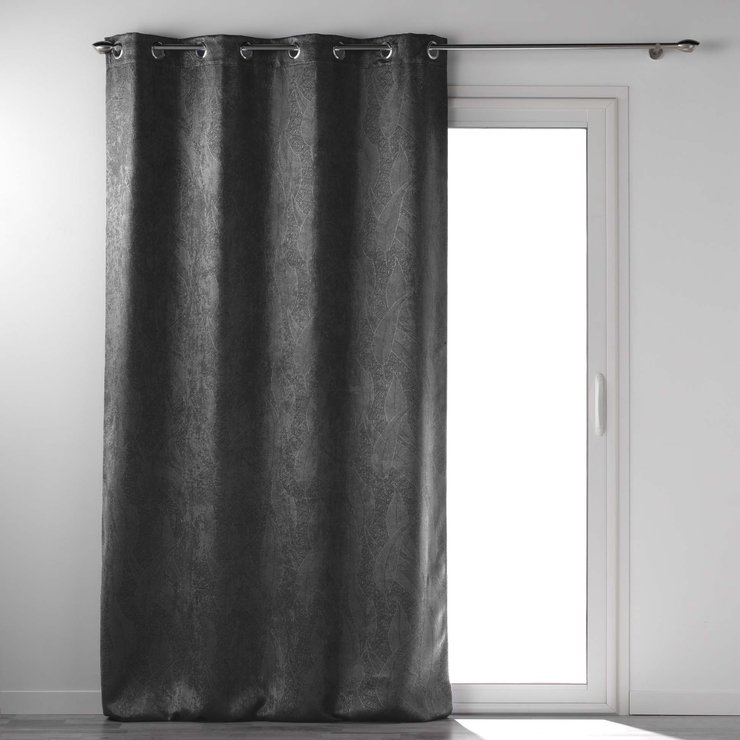 RIDEAU OCCULTANT 135X240CM VELOURS MELODIE ANTHRACITE