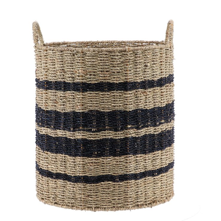 PANIERE A LINGE RONDE NATUREL NOIR D.38X48CM