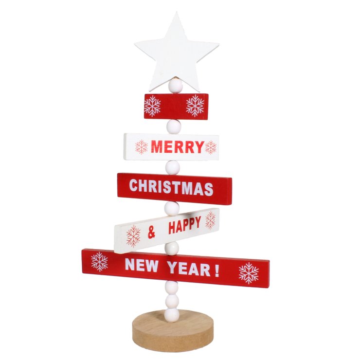 SAPIN DE NOEL PANCARTE ROUGE EN BOIS 33X19CM