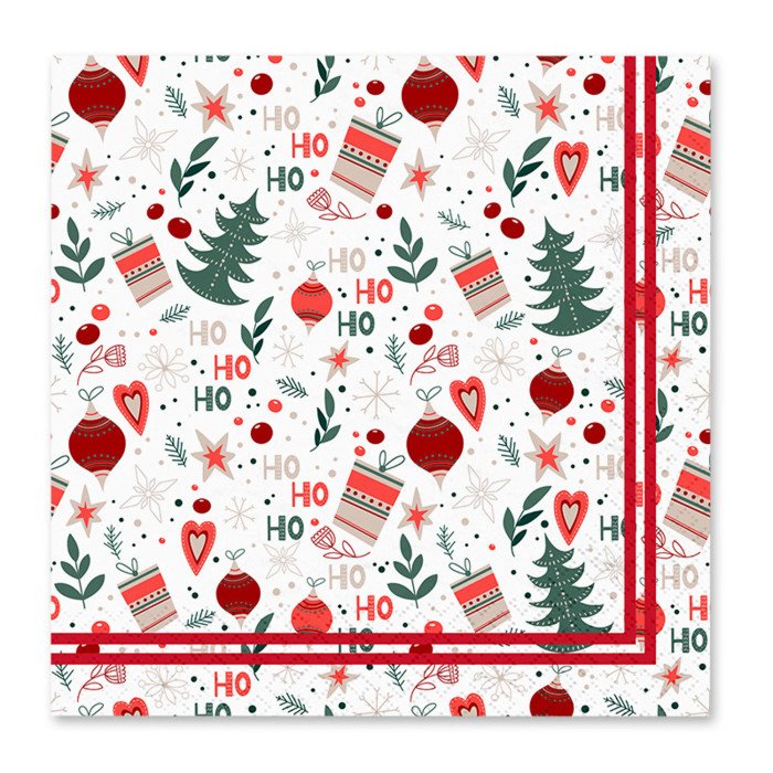 SET 20 SERVIETTES 3 PLIS 33X33CM GREETING SEASON