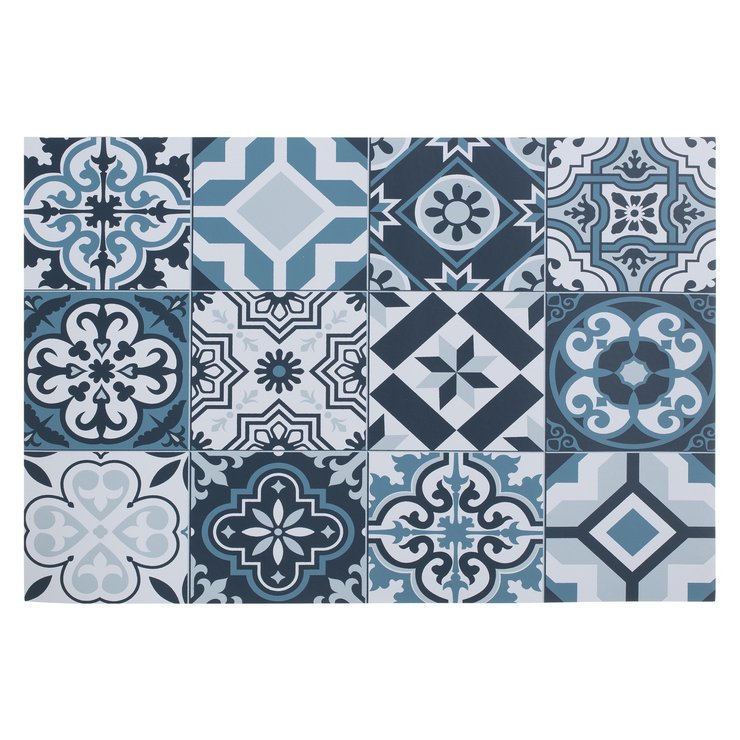 SET DE TABLE VINYLE CARREAUX CIMENT BLEU 45X30CM