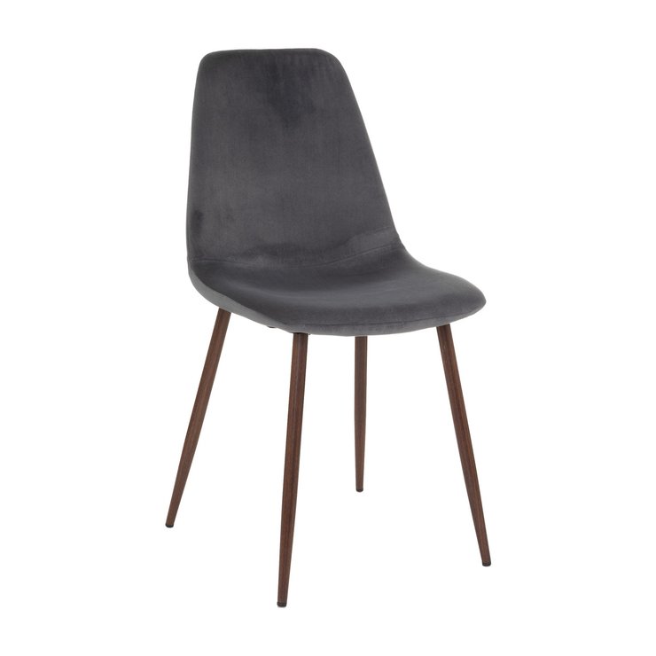 CHAISE VELOURS IMITATION NOYER ROKA ARDOISE
