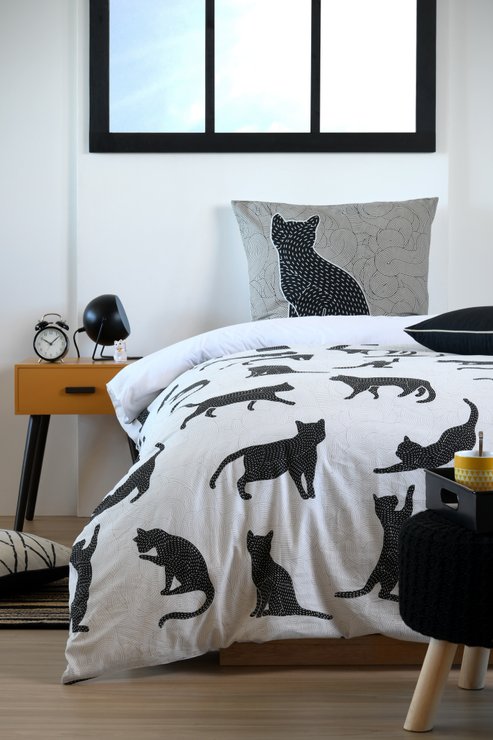 CHATON HOUSSE COUETTE 140X200CM ET 2 TAIES 63X63CM 57 FILS