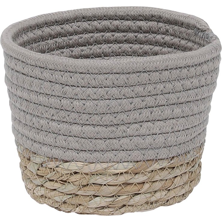 PANIER ROND COTON MATIERE VEGETALE TAUPE NATUREL D.15X12CM