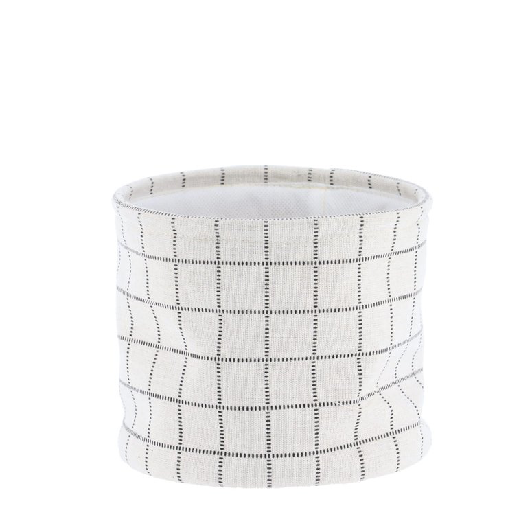 PANIER COTON IMPRIME MOTIF CARRE NATUREL 19X16CM