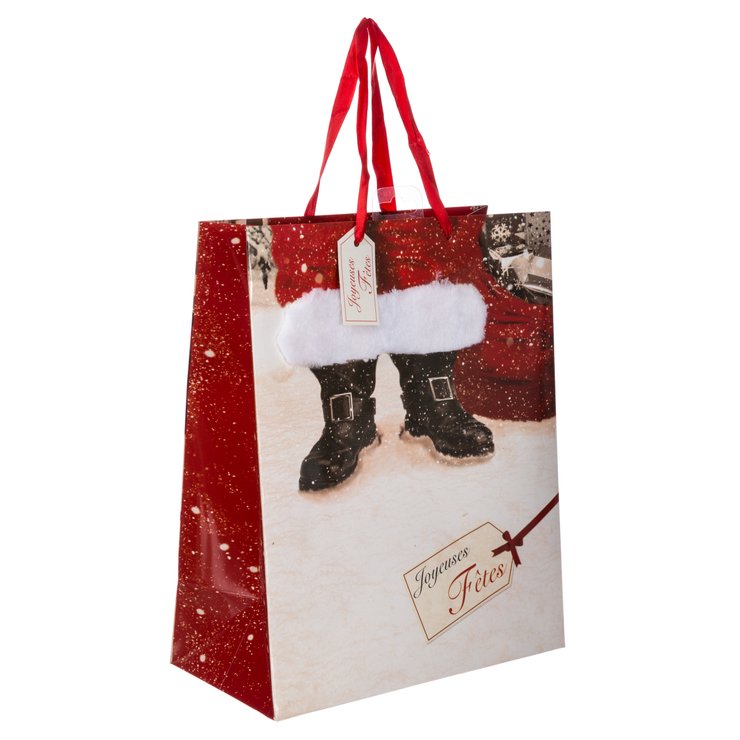 SAC CADEAU IMPRIME PERE NOEL D.26.7X13.7X33CM