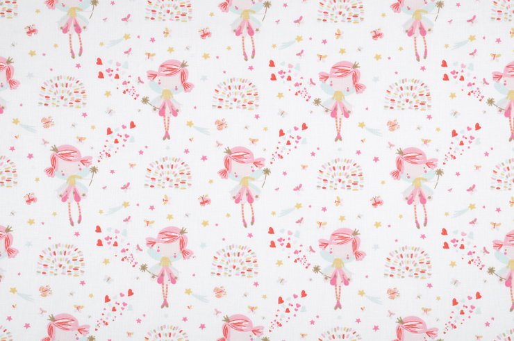 CLOCHETTE CRETONNE 160CM COTON ROSE-1