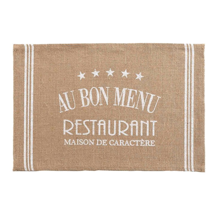 SET TABLE 30X45CM JUTE IMPRIME DINER BLANC