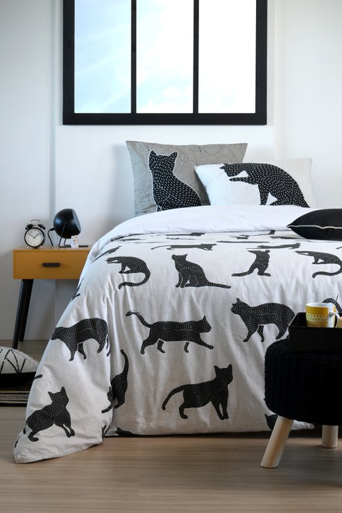 CHATON HOUSSE COUETTE 240X220CM ET 2 TAIES 63X63CM 57 FILS