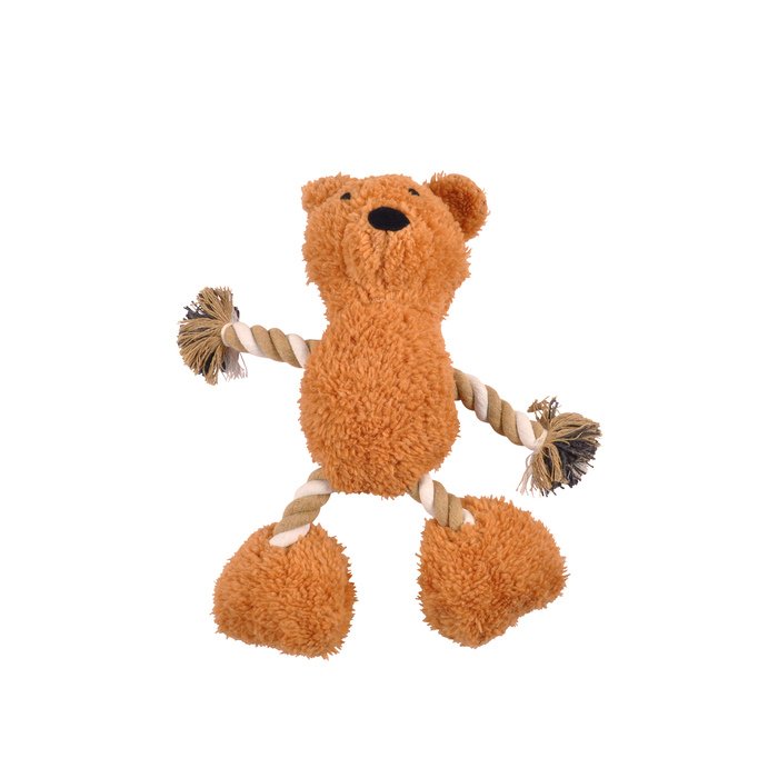 JOUET PELUCHE OURS ET CORDE SONORE 25X30CM BRUN