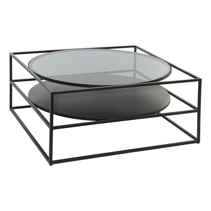 TABLE BASSE METAL VERRE YOHO D.90X90X40CM