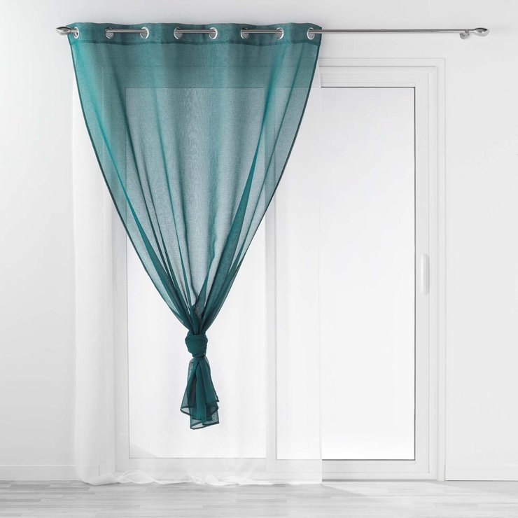 PANNEAU OEILLETS 140X240CM DOUBLE DUETTO PETROLE BLANC