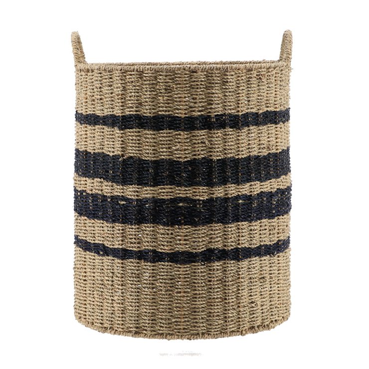 PANIERE A LINGE RONDE NATUREL NOIR D.42X56CM