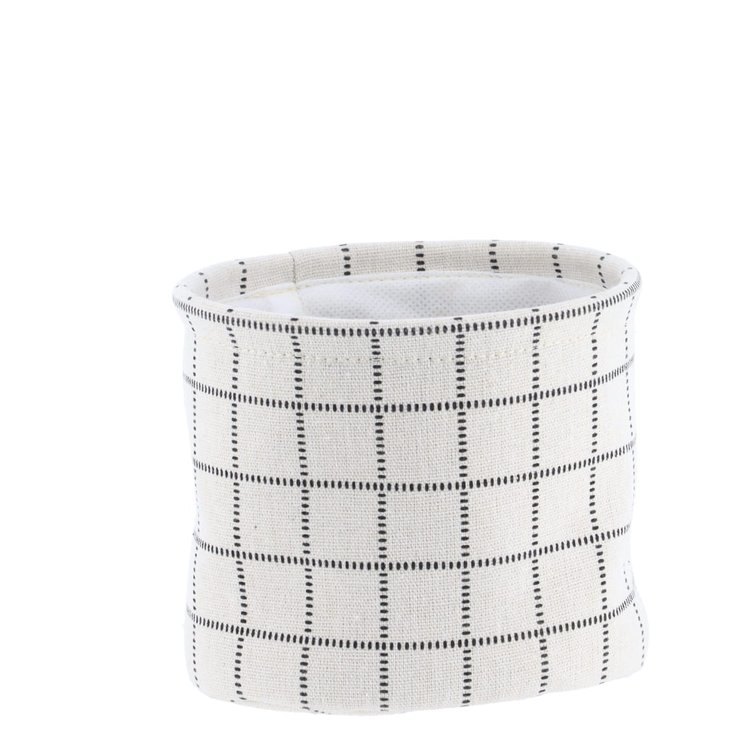 PANIER COTON IMPRIME MOTIF CARRE NATUREL 15X12CM