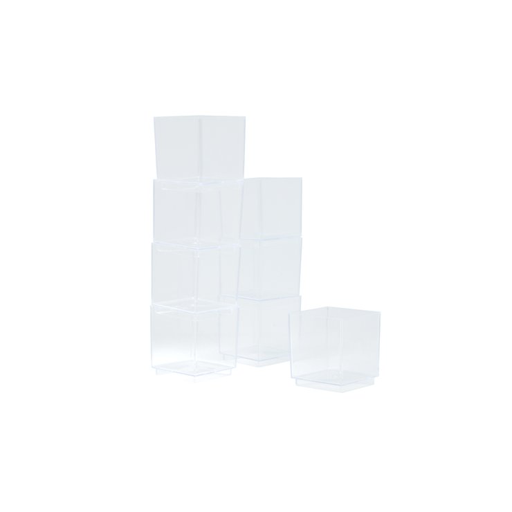 SET 8 VERRINES PLASTIQUE REUTILISABLE CUBE 60ML