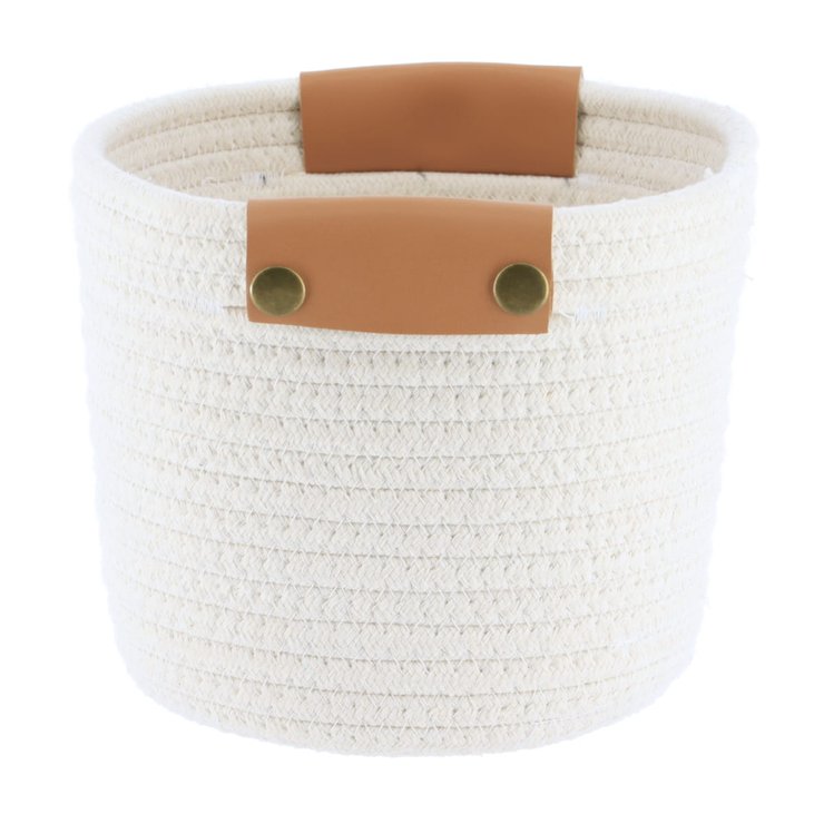 PANIER COTON AVEC POIGNEES BLANC 15X12CM