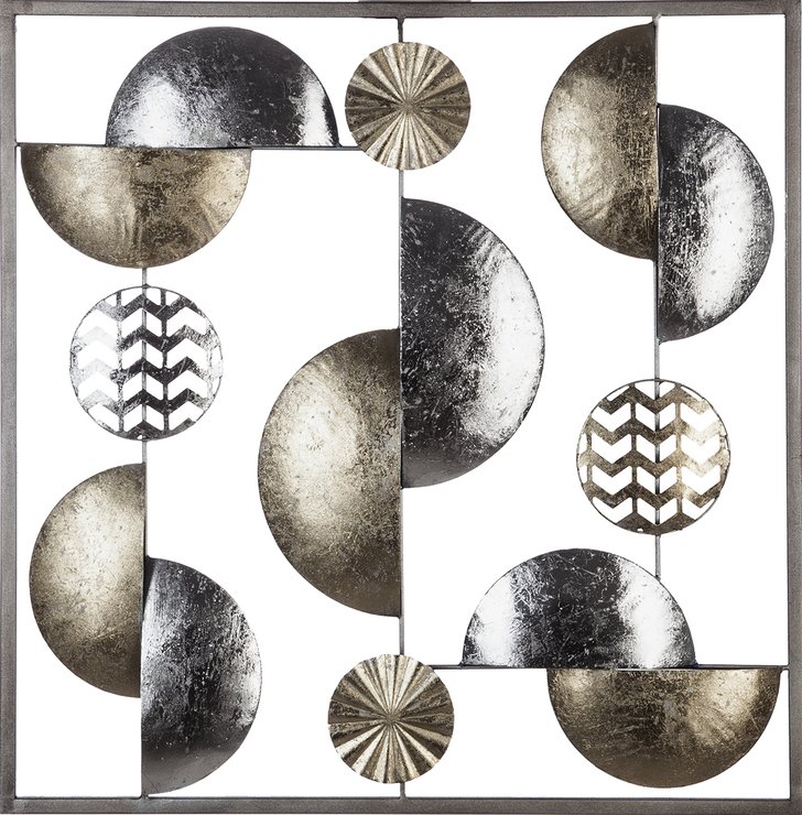 DECO MURALE METAL OR ET ARGENT 50X50CM