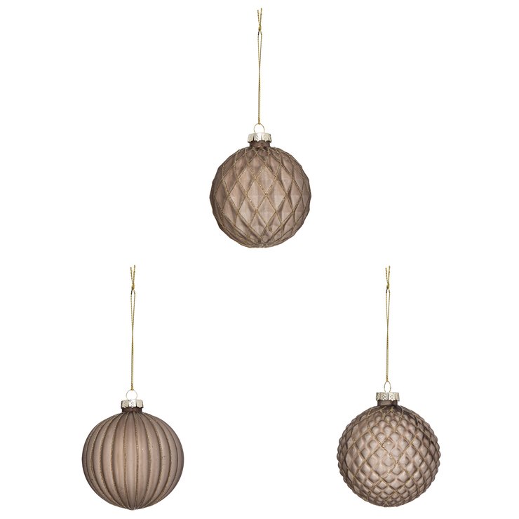 BOULE DE NOEL VERRE MARRON X3 PIECES 8CM