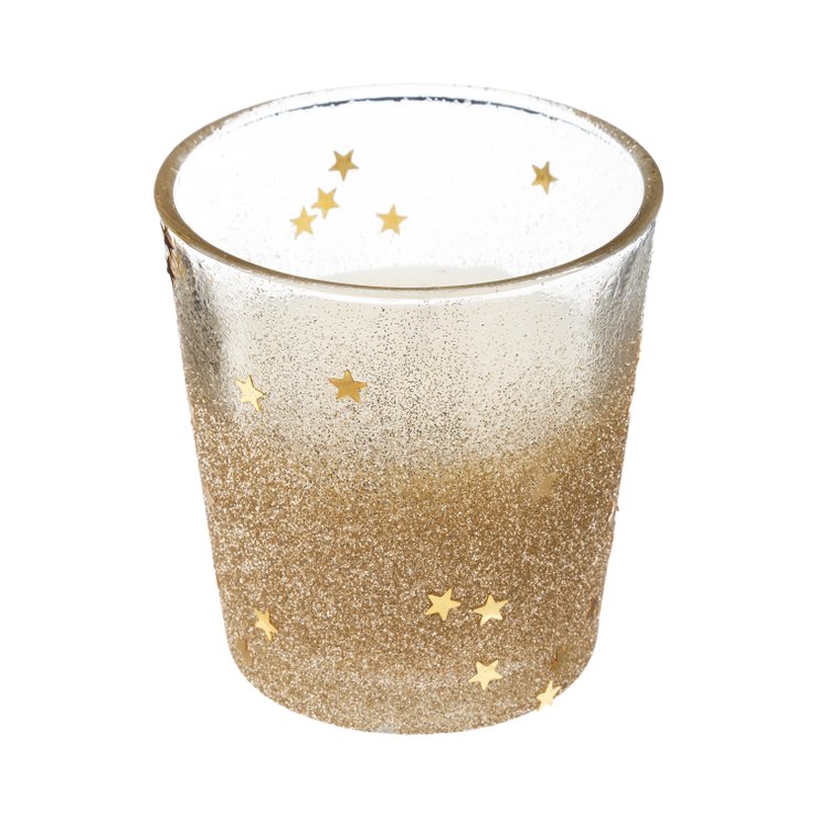 BOUGIE PHOTOPHORE VERRE H.8CM PAILLETTE OR 90G