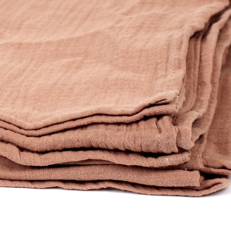 PLAID GAZE DE COTON ROSE LITCHI 120X150CM