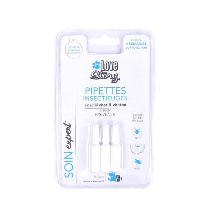 PIPETTES INSECTIFUGES PREVENTIF CHAT CHATONS 3X0.6ML