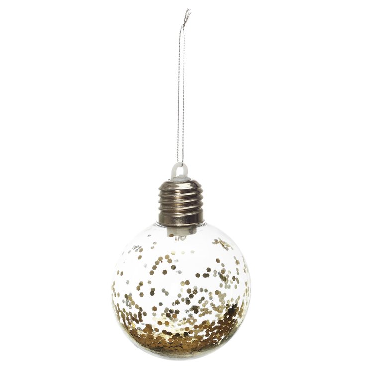 BOULE LED AVEC PAILLETTES DOREES 8CM