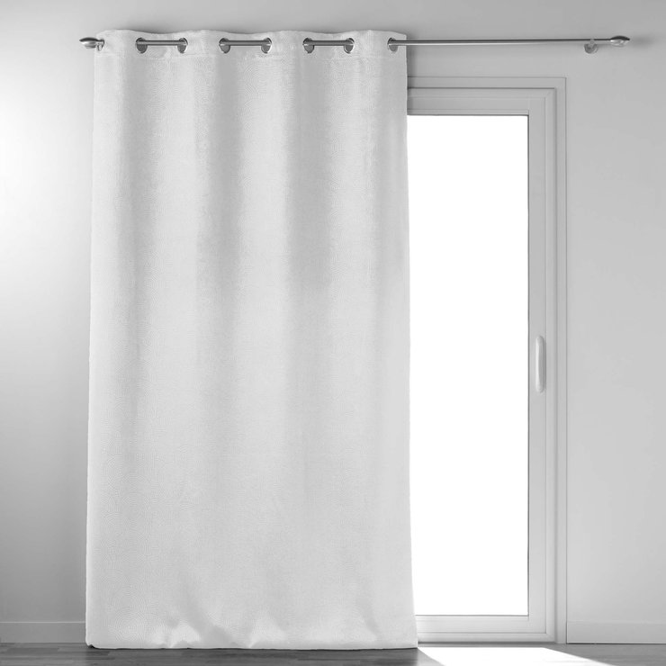RIDEAU OEILLETS OCCULTANT 135X240CM VELOURS ANTHEA BLANC