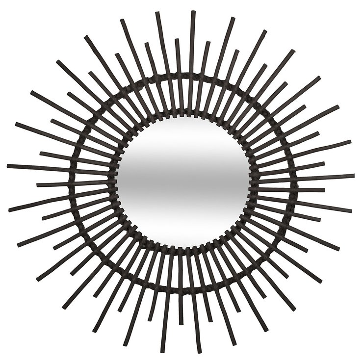 MIROIR ROTIN NOIR D.76CM