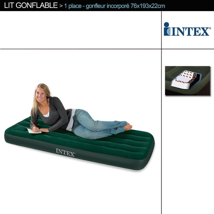 AIRBED AVEC GONFLEUR INCORPORE 1 PLACE