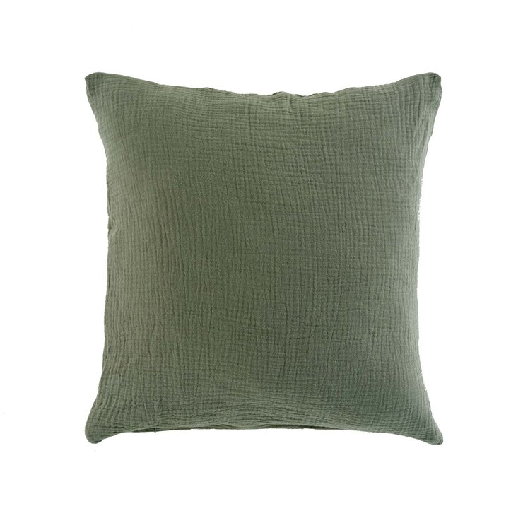 COUSSIN 40X40CM GAZE DE COTON UNI ANGELIA KAKI