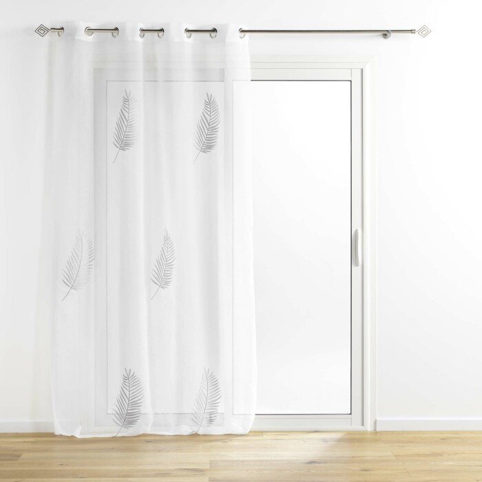 PANNEAU A OEILLETS 140X240CM BRODE METALLISE PALMEOR ARGENT