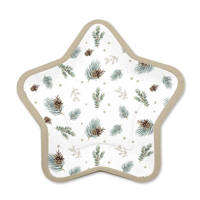 SET 6 ASSIETTES ETOILE  NATURE CERF D.23CM