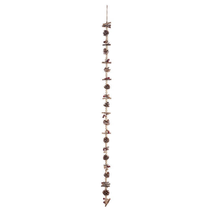 GUIRLANDE DE NOEL POMME DE PIN RONDIN PERLE 1.50M