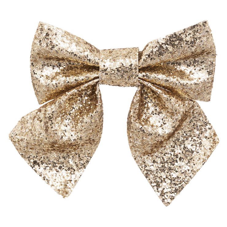 NOEUD PAILLETTE X2 PIECES 16X14CM OR