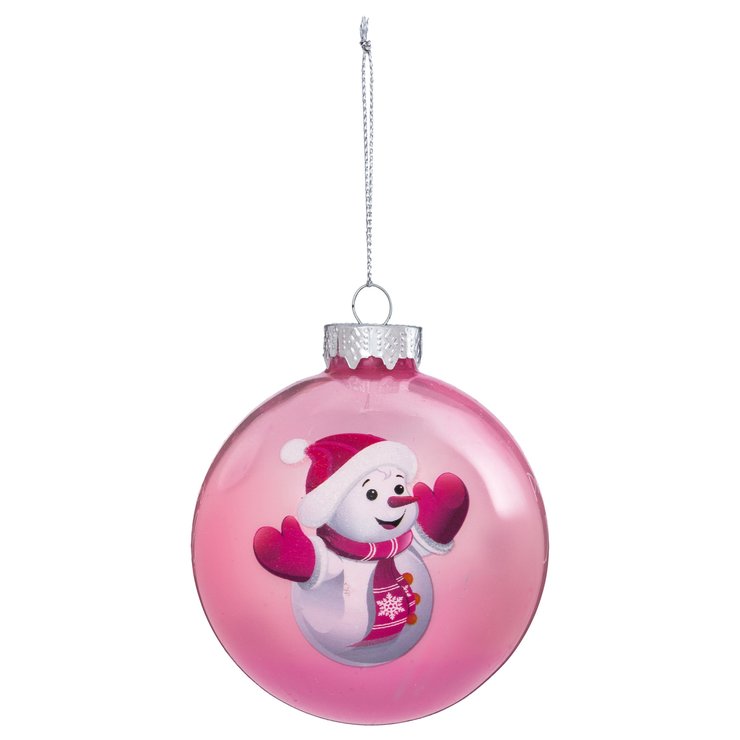 BOULE DE NOEL VERRE ENFANT ROSE 80MM