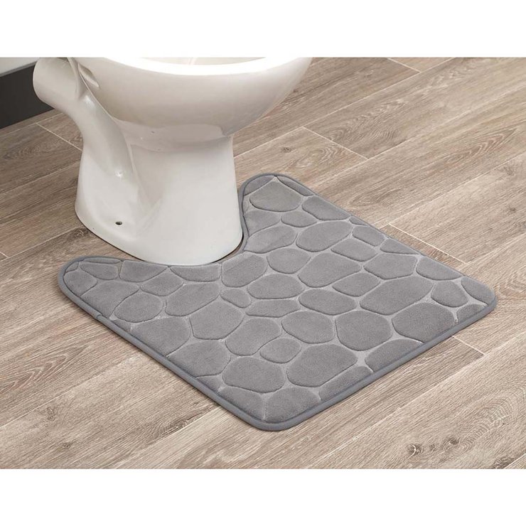 TAPIS CONTOUR WC MEMOIRE DE FORME GALET 50X50CM GRIS CLAIR