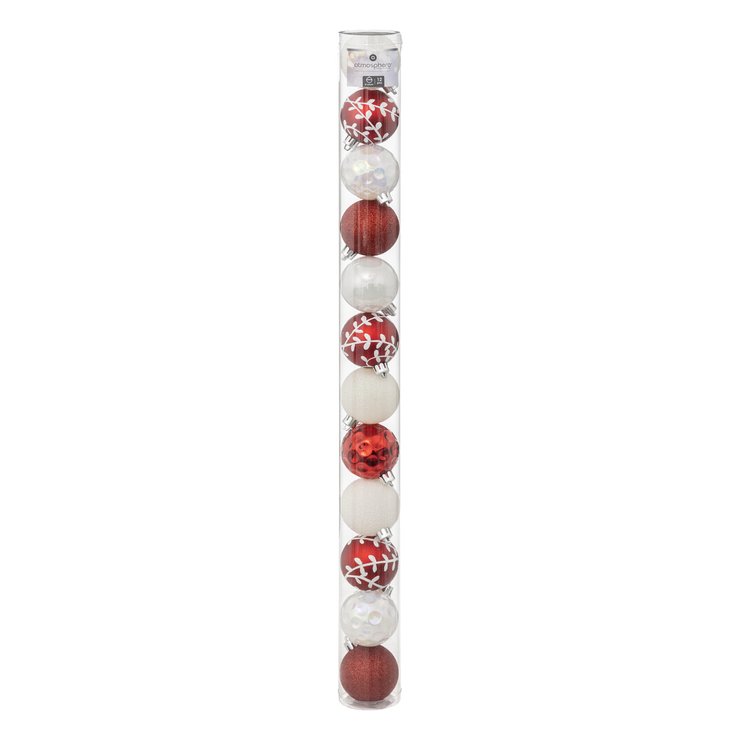 BOULE DE NOEL 6CM 12 PIECES ROUGE BLANC