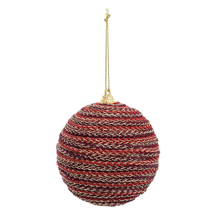 BOULE DE NOEL TISSEE ROUGE 8CM