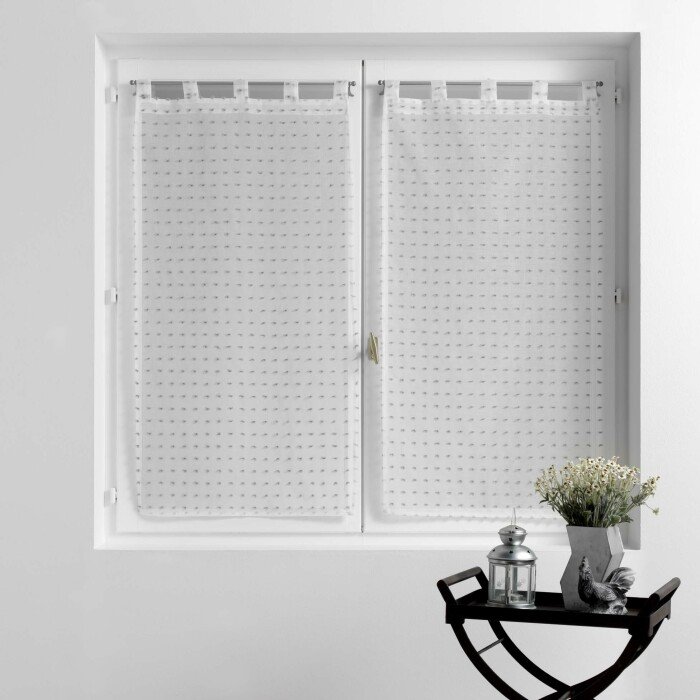 PAIRE DROITE PASSANT 2X60X120CM POMPONS POMPONELLA BLC GRIS