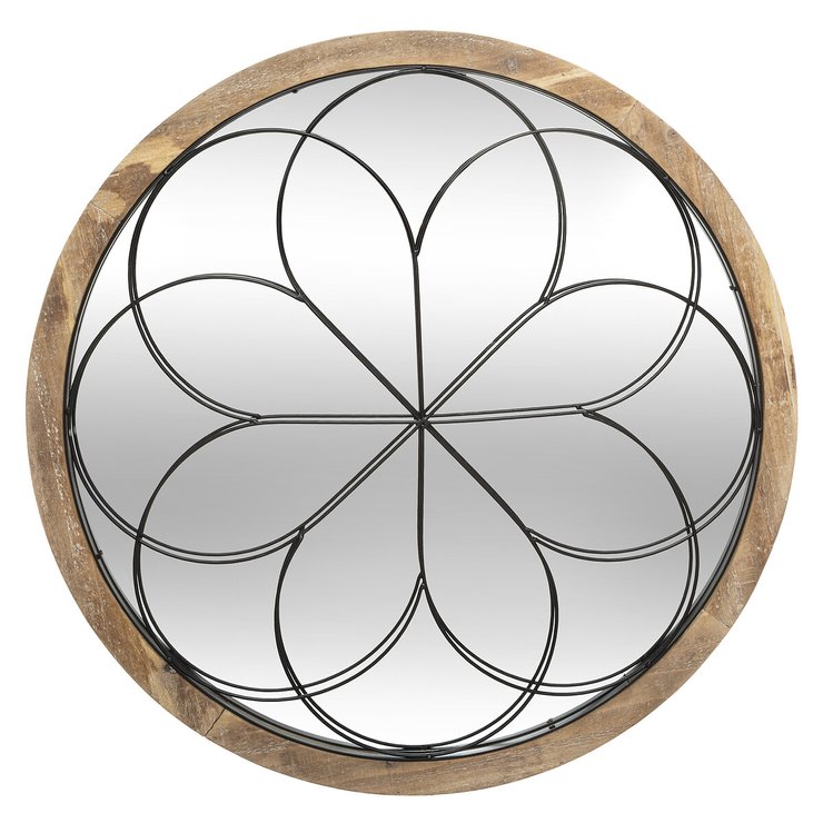 MIROIR METAL BOIS ROSACE D.64CM