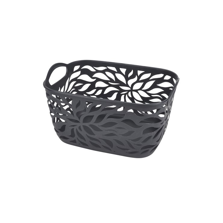 PANIERE MOTIF VEGETAL PLASTIQUE 3.5L 24X16.5CM ANTHRACITE