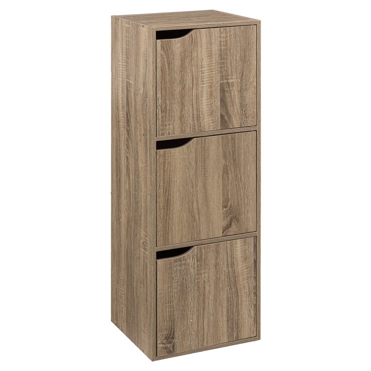 ETAGERE 3 CASES AVEC PORTES NATUREL