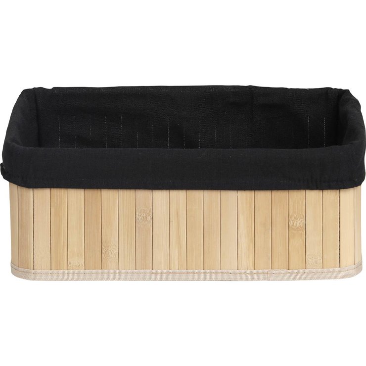 PANIERE MOYEN MODELE 37X25CM BAMBOU NATUREL TISSU NOIR