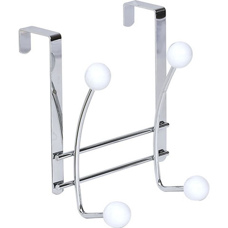 PATERE METAL 4 CROCHETS CHROME BLANC