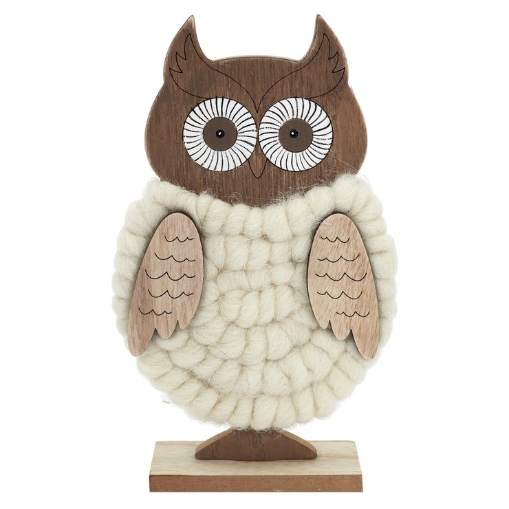 HIBOU A POSER CORPS EN LAINE H22CM