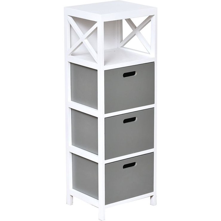 MEUBLE MDF PAULOWNIA GM 3 TIROIRS 1 NICHE BLANC GRIS