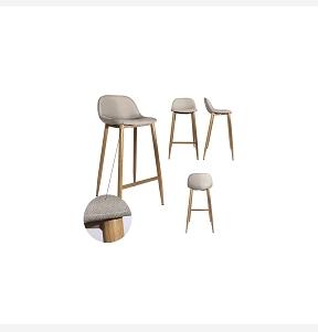 TABOURET DE BAR TISSU BEIGE PIEDS METAL M4