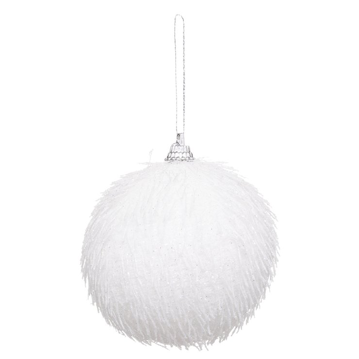 BOULE DE NOEL FIBRE PAILLETTE BLANC