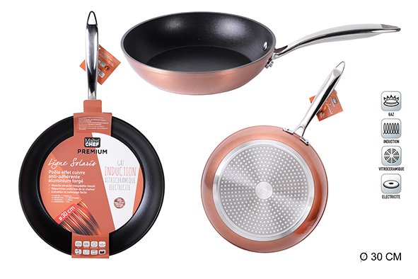 POELE ALU FORGE 30CM CUIVRE
