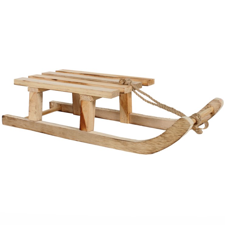 SUSPENSION LUGE EN BOIS VIEILLI 32X12CM